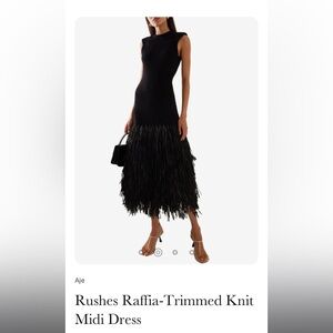Aje Black Fringe Midi Dress